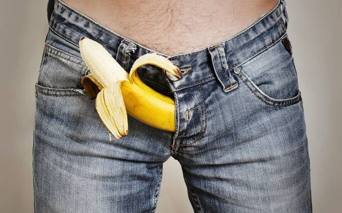 Großer Schwanz am Beispiel einer Banane